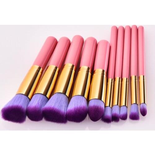 10Pcs MINI Makeup Brushes Set New Pink Gold Size 14cm For Foundation Eyeshadow Powder make up Brush Cosmetic tools TM100