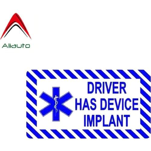 Aliauto Funny Car Sticker Personality Driver Has Device Implant Accessories PVC for Mercedes Honda Toyota Volkswagen,17cm*9cm