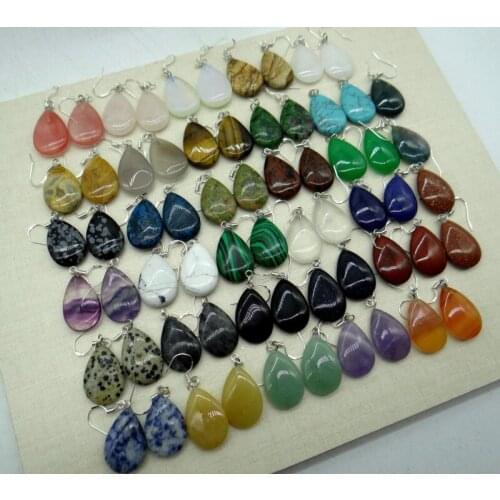 Natural stone Water drops Turquoises tiger eye Opal Quartz crystal Earring Pendant for diy Jewelry making Earring Accessories