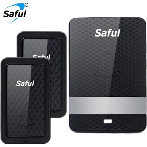 Saful New no battery required Waterproof Wireless Doorbell 28 Ringtones 150m Remote Smart Cordless Door Bell 2 Button+1 Receiver