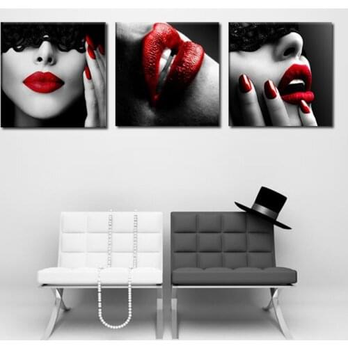 Woman Sexy Red Lips Poster Wall Art Canvas Painting Nordic Wall Pictures for Living Room Bedroom Decor Picture Beauty Art Print