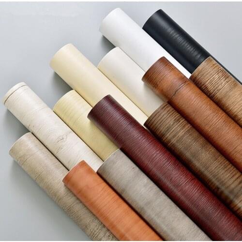 PVC Self adhesive Kitchen Wood Stickers Wallpaper Films Old Furniture Renovation Stickers Kitchen Cabinet Waterproof Wallpaper