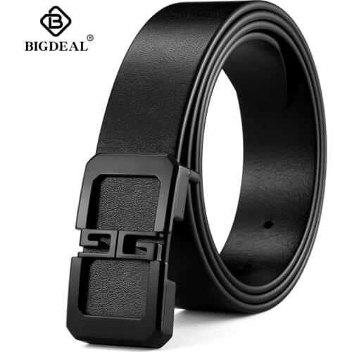 BIGDEAL top cow genuine leather men belts 2018 newest arrival three color hot design jeans belt for male original brand