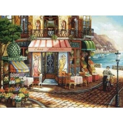 Needlework,Seaside flower fruit shop Scenic 14ct Unprinted Embroidery,DIY Cross stitch kit,Art Pattern Cross-Stitching Decor