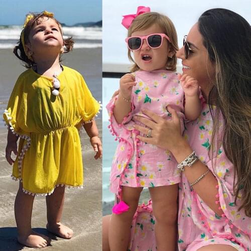Pudcoco Newest Fashion Toddler Baby Girl Dress Sleeveless Solid Color Flower Print Tassels Dress Beach Sundress