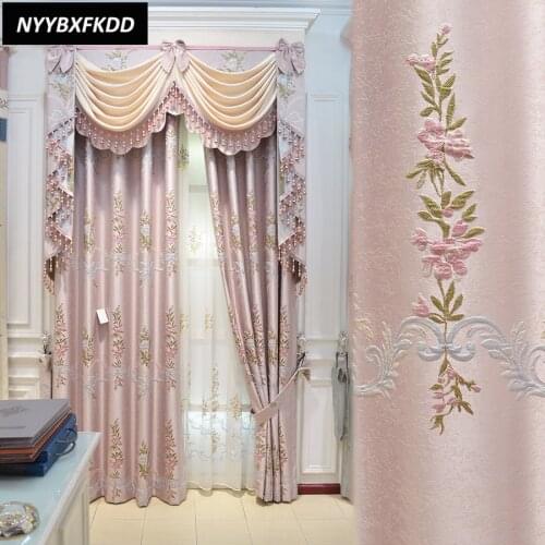 European Style Curtains for Living Dining Room Bedroom High Precision Relief Jacquard Valance Curtains Tulle Customization