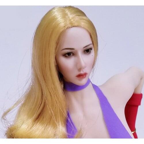 1/6 Scale Gold Hair Girl Head Sculpt European and American Female Head Carving for 12" Action Figure Body Toy Model