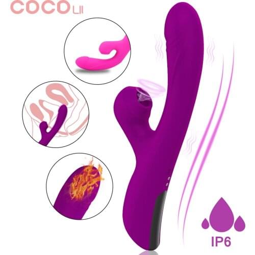 G Spot Rabbit Dildo Vibrator Sex Toys For Woman Dual Vibration Vagina Clitoris Stimulator Heating Vibrator Female Body Massager
