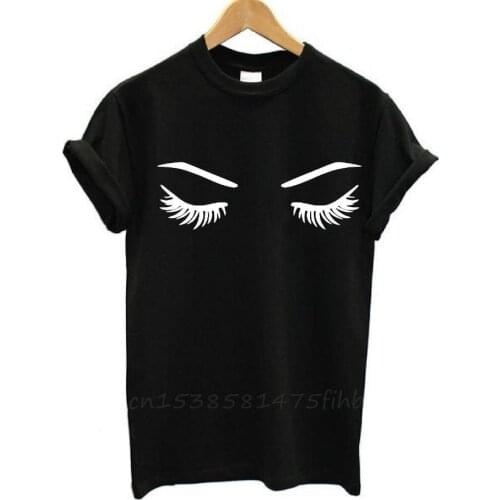 Eye Lashes Sleepy Print Women Tshirt Organic Cotton Casual Funny T Shirt Gift 90s Lady Girl