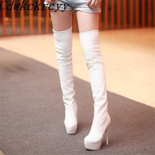 Winter New pattern fashion Round head black sexy Super high heel 14CM Over knee Thin leg Boots Add wool Keep warm Women Boots