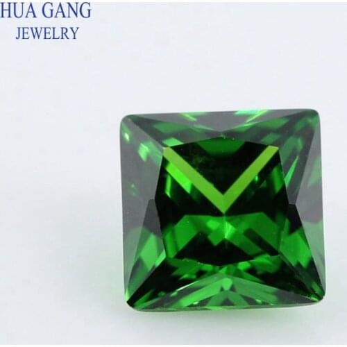 1.5x1.5~10x10mm 5A Green Square Shape Princess Cut CZ Stone Synthetic Gems Cubic Zirconia For Jewelry