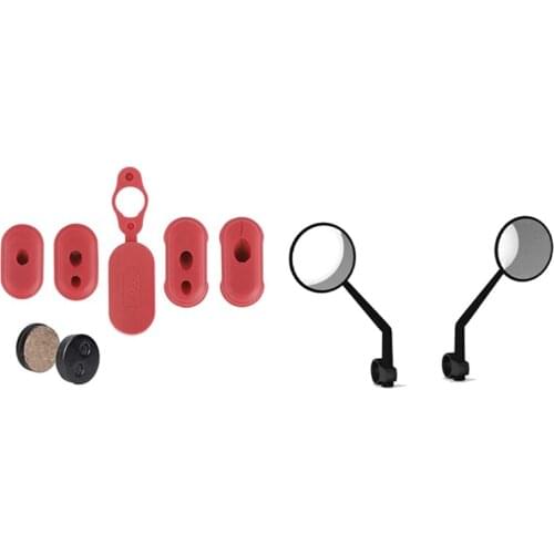 1set Charge Port Cover Silicone Plug Red Charging Dust Silicone Plug for XIAOMI M365 & 2Pcs Rearview Mirror