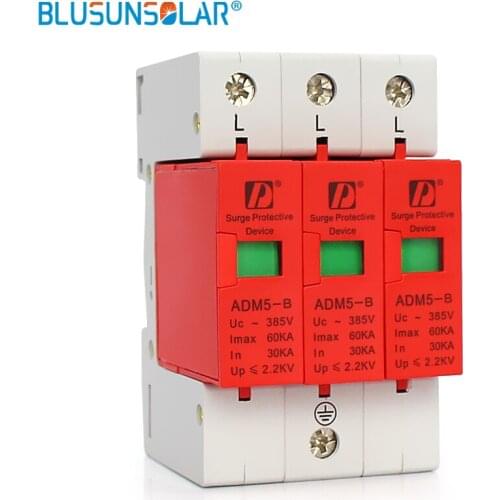 10 pieces/lot) Din Rail 35mm 3P 60KA 385V AC Household Low-voltage Surge Protective Device