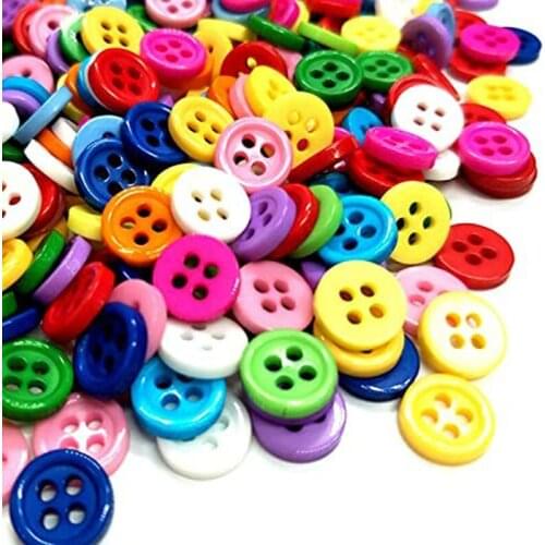 100pcs Assorted Colors Small Round Buttons 4 Holes Size 9mm For Sewing Crafts Apparel Accessories DIY Scrapbookings