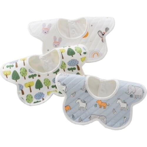 3 Pcs 360 Degree Rotation Burp Cloths Cartoon Printed Baby Bib Thicken Cotton Saliva Towel Waterproof Breathable Apron