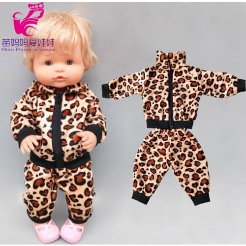 40cm Doll Clothes Leopard Print Set Fit Nenuco Ropa Y Su Hermanita Jacket Pants for 16 Inch Dolls