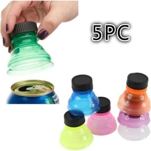 5Pcs Can Convert Soda Savers Toppers Reusable Bottle Cap Drink Lids Opener Resealable Tops