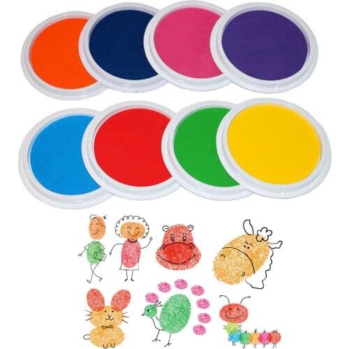 8pcs Kids Funny Colors Craft DIY Finger Painting Ink Pad Printing Stamps Drawing Tool for Paper Wood Fabric Fingerprint Baby Toy