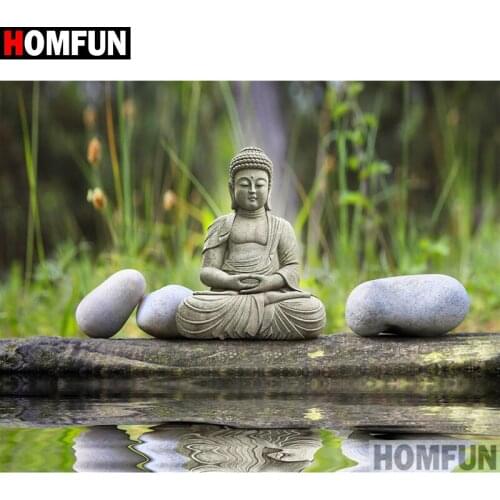 HOMFUN Full Square/Round Drill 5D DIY Diamond Painting "Religious Buddha" Embroidery Cross Stitch 5D Home Decor Gift A00645