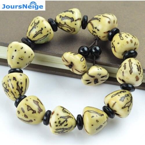 JoursNeige Natural Thousands of Eyes Bodhi Bracelets Size 1.8x1.5cm Beads Buddha Bells Shape Bracelet Prayer Japa Mala Jewelry