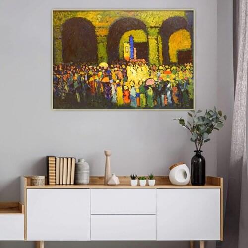 Citon Wassily Kandinsky《The Ludwigskirche in Munich》Abstract Canvas Art Oil Painting Background Wall Decor Home Decoration