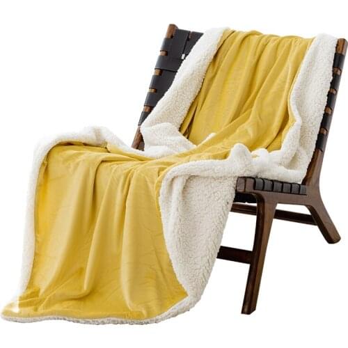 Double Layer Thicken Blanket Small and Portable Flannel Throw Blanket Fluffy plush sherpa Blanket
