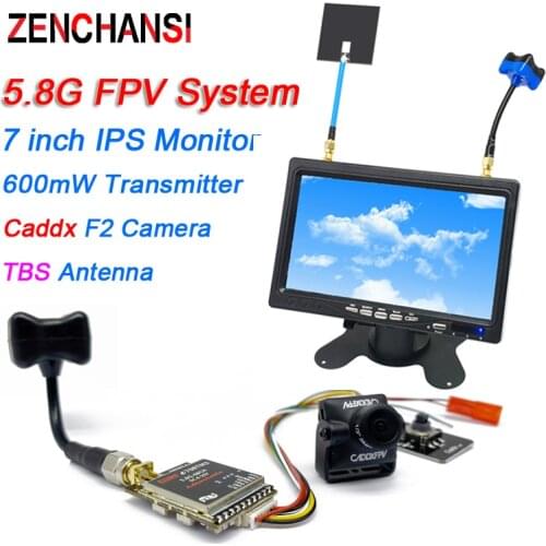 EWRF 5.8G 7 inch HD IPS 1024*600 Monitor with 5.8G 600mW fpv Transmitter and Caddx Turbo Micro F2 1200TVL fpv Camera TBS Antenna