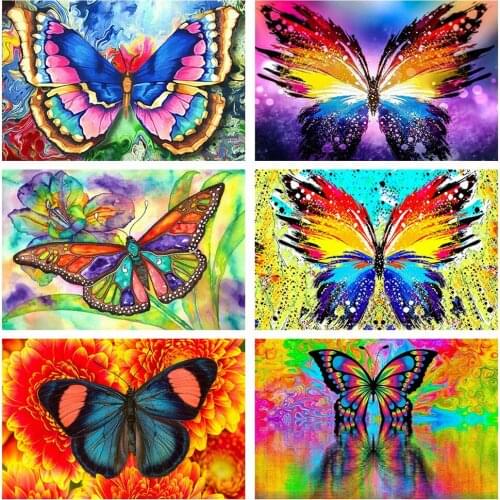 HUACAN 5D Diamond Painting Butterfly Full Square Diamond Embroidery Mosaic Sale Animal Home Decoration
