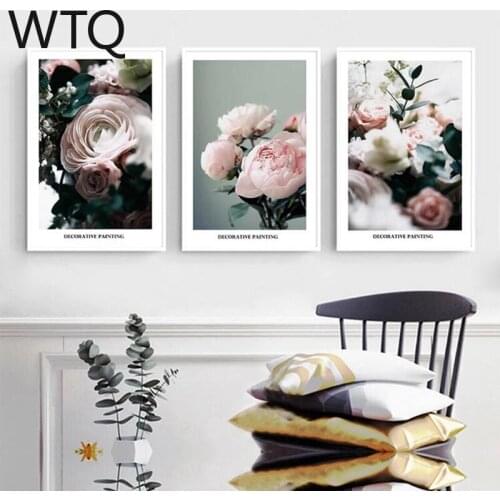 Canvas Painting Nordic Style Home Pink Flower Rose Poster and Printed Wall Art Room Decor Wall Decor Canvas Art Surprise Box