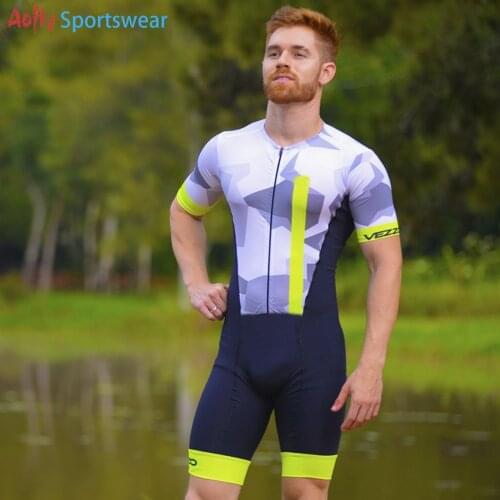 VEZZO Mens Short Cycling Clothes Triathlon Skinsuit Sets MTB Quick Drying Conjunto Feminino Ciclismo Gel 9D Pad Jumpsuit Kits