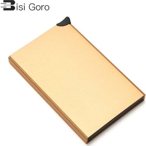 BISI GORO Single Box Wallet Black Metal Box Aluminum Credit Card Holder 2021 New Slim RFID Protector Card Cases High Quality