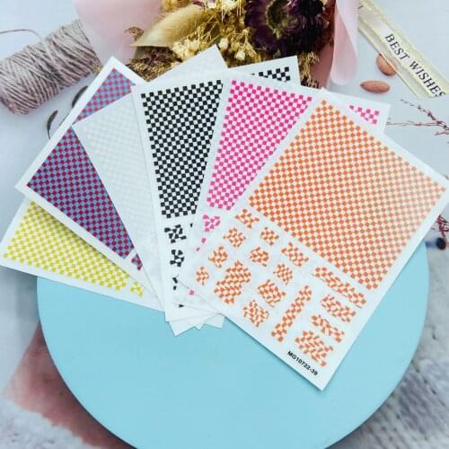 DIY Japanese Style Fashion Hot Selling Thin Light Traceless Nail Stickers Back Glue Adhesive Fresh Plaid Dry Nail Decal Nail Art
