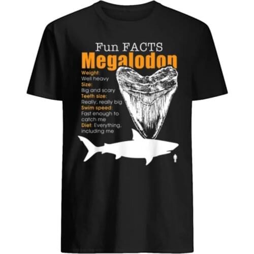 Megalodon Shark Weight Size Teeth Size Swim Speed Diet. Funy Facts T-Shirt. Summer Cotton O-Neck Short Sleeve Mens T Shirt New