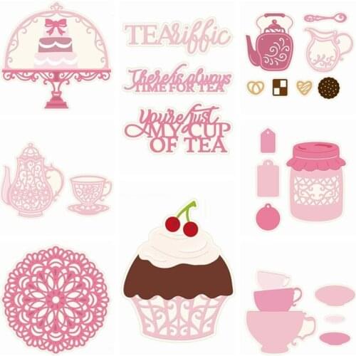 Tea Party Metal Cutting Dies Stencil For DIY Scrapbooking Decorative Paper Cards Handcrafts Embossing Template 2019 New