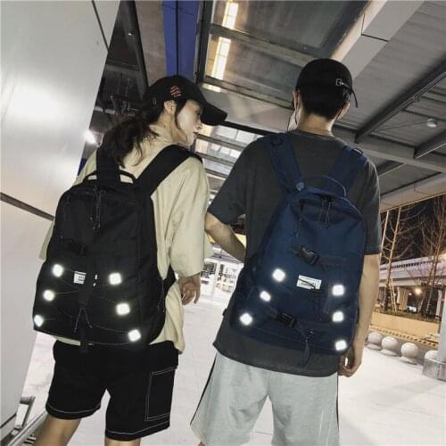 Fashion Street Hip Hop Large Capacity Backpack Tide Cool Tooling Reflective Backpack Casual Student School Bag Backpack