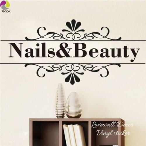 Nail Beauty Quote Wall Sticker Barber Shop Nail Art Design Manicure Salon Wall Decal Vinyl Durable Easy Removable Home Decor
