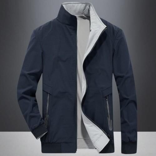 New mens jacket autumn handsome casual autumn trend slim handsome stand-up collar sports jacket autumn young and middle-aged