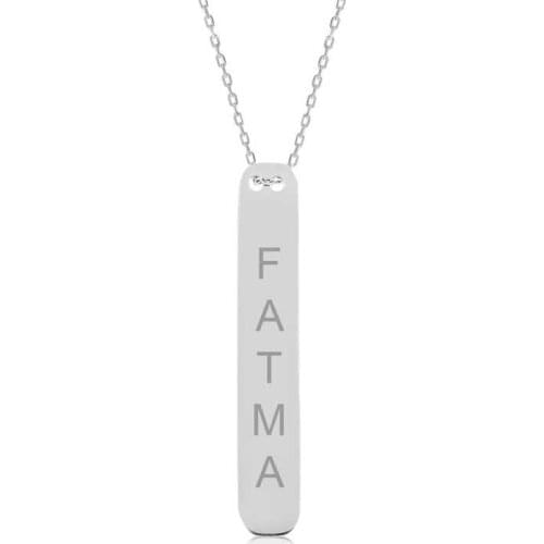 Real Silver 925 Jewelry Silver Tag Bar Necklace