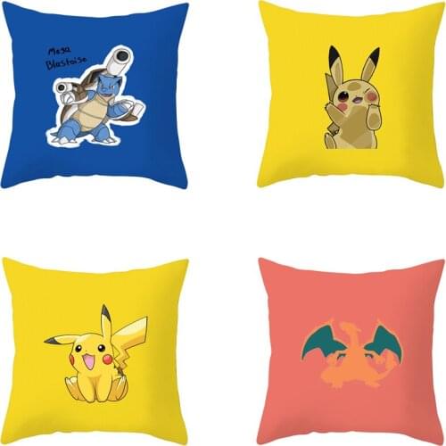 Pokemon Cartoons Pikachu Decorative pillowcase Anime Sofa cushion cover Home decoration car bedroom Cute pillowcase 45*45cm