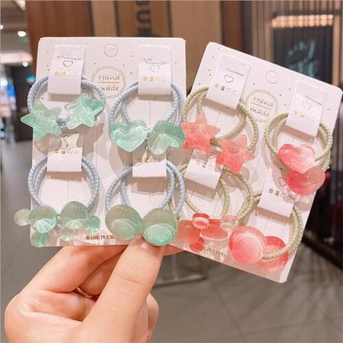 8PCS/Set New Girls Cute Colorful Heart Star Elastic Hair Bands Children Ponytail Holder Sweet Scrunchie Fashion Hair Accessories