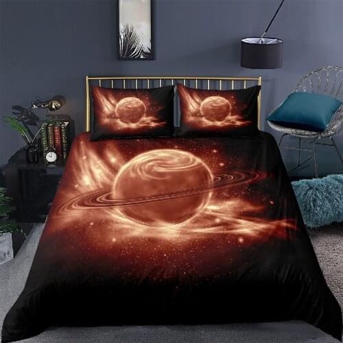 Luxury 3D Planet Print Home Living Comfortable Duvet Cover Pillowcase Kid Bedding Set Queen and King EU/US/AU/UK Size