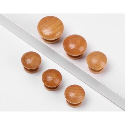 10pcs/Lot Round Natural Wooden Handles Cabinet Drawer Wardrobe Knobs Door Pulls Kitchen Handle with Screws Furniture Hardware