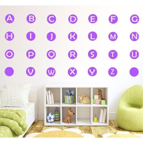 Removable 26-letter alphabet circular wall stickers nursery kids wall art decals vinyl childrens room wall painting F-88