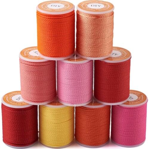 9rolls/set Waxed Polyester Cord 1mm Twisted Cord For Bracelet Making DIY Mixed Color
