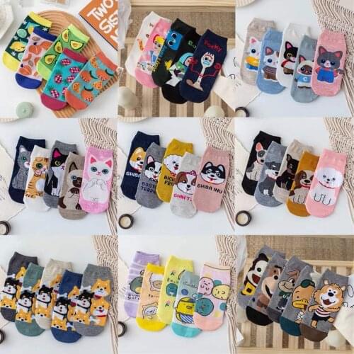 SP&CITY Women Cute Dog Animal Socks Slippers Fashion Summer Cotton Boat Socks Female Soft Breathable Rabbit Thin Low Socks