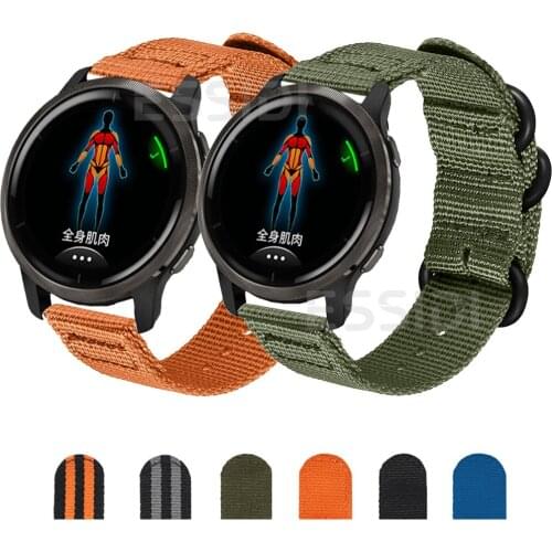 18 20 22mm Sports Nylon Band For Garmin Vivoactive 3 4 4S Women Men Watch Bracelet Strap Loop For Venu 2 2S Sq GarminActive S