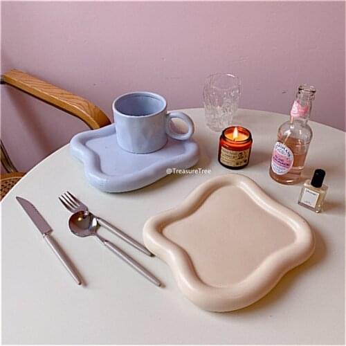 Cloud Shape Plate Fat Dishes Dessert Plate Ceramic Breakfast Tray Nordic Home Table Decorations Cream Dinner Dishes Jewelry Tray