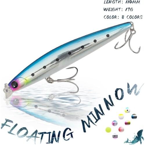 110MM/17G Minnow Fishing Hard Lures Floating Wobblers Artificial Bait 3D Eyes Bighead carp Fishing Accessories Tackle Tools