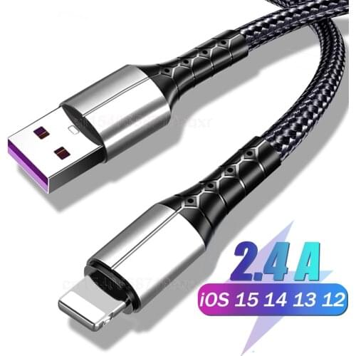 Nylon Braided USB Charger Cable for iPhone 12 11 Pro Max XS XR X 5 5S 6 6S 7 8 Plus 3A Fast Charging USB Data Cable 0.3/1/1.5m