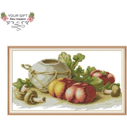 Your Gift J458 14CT 11CT Counted and Stamped Home Decor Crock And Tomatoes Embroidery Cross Stitch kits cross stitch sets